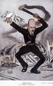 Leon Trotski (Trotski) (1879-1940), illuusiopelaaja - Barrèren sarjakuva elokuvassa "" Fantasio" 15.3.1918