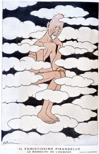Luigi Pirandellon (1867 - 1936), italialaisen näytelmäkirjailijan muotokuva - Adrien Barreren (1877-1931) kuvitus elokuvassa "" Fantasio" 1.8.1925 tekijältä Adrien Barrere