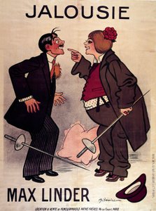 Max Linderin (Gabriel Lieuvielle) juliste aiheesta "" Jalouise" (tai Max ja mustasukkainen aviomies)