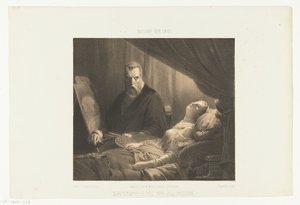 Tintoretto tyttärensä kuolinvuoteella Le Tintoret et sa fille (otsikko esineessä) Salon de 1851 (sarjan nimi esineellä) tekijältä Adrien Canelle