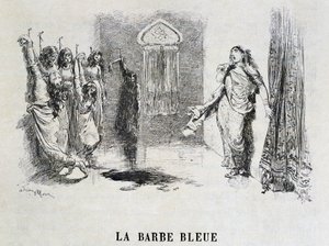 Beard Bleue - Charles Perraultin elokuvassa "Les Tales de Fées", kuvitus Adrien Marie tekijältä Adrien Emmanuel Marie