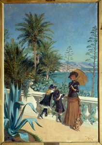 Terassi Monte Carlossa. Adrien Marien (1848-1891) maalaus tekijältä Adrien Emmanuel Marie