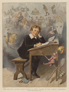 Lomakirje koulusta, pojan unelma tulevasta joulusta (chromolitho)