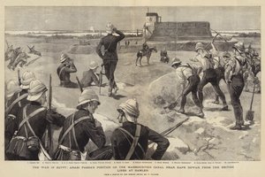 Egyptin sota, arabialaisen pasan asema Mahmoudieh-kanavalla lähellä Kafr Dowaria British Linesiltä Ramlehissa
