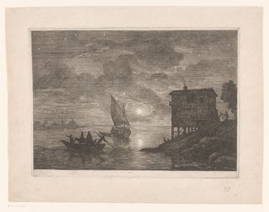 Lautta yöllä le baco tekijältä Adrien Manglard (attributed to)