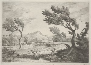 Maisema matkustajien kanssa kovassa tuulessa, n. 1753 (etsaus)