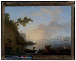 Napolin rannikko kalastajien kanssa auringonnousussa