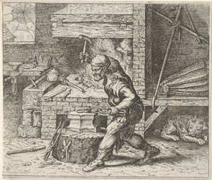 Fable sepästä ja koirasta tekijältä Egidius  Sadeler (II)