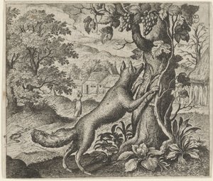 Fable of the Fox and the Grapes tekijältä Egidius  Sadeler (II)