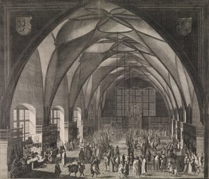 Prahan linnan Vladislav Hallin sisäkuva vuosinäyttelyn aikana, 1607, 1607.