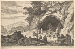 Maisema Gypsy Campin kanssa, n.d. tekijältä Aegidius Sadeler II