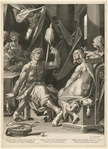 Hercules ja Omphale tekijältä Aegidius Sadeler II, after Bartholomaeus Spranger