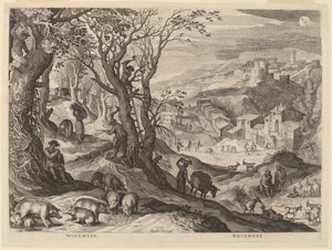 Marras- ja joulukuu tekijältä Aegidius Sadeler II after Paul Bril