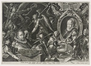 Bartholomaeus Spranger ja hänen vaimonsa Christina Muller, 1600 (kaiverrus paperille) tekijältä Aegidius Sadeler or Saedeler