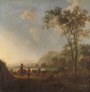 Maisema, jossa on karjapaimenia ja karjaa tekijältä Aelbert (after) Cuyp