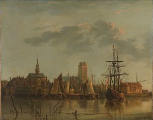 Näkymä Dordrechtiin auringonlaskun aikaan tekijältä Aelbert (after) Cuyp