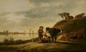 Karjaa joen rannalla tekijältä Aelbert Cuyp