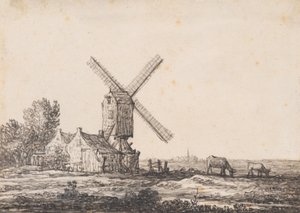 Maisema, jossa on tuulimylly tekijältä Aelbert Cuyp