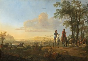 Ratsumiehet ja paimenet karjan kanssa, 16551660. tekijältä Aelbert Cuyp