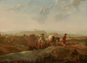 Muuttuvat talonpojat eteläisessä maisemassa tekijältä Aelbert Cuyp