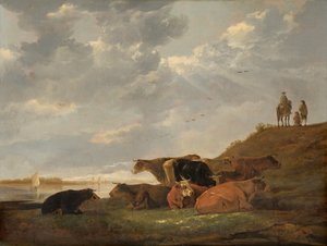 Jokimaisema lehmien kanssa tekijältä Aelbert Cuyp