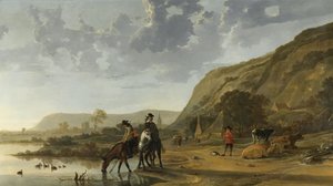 Jokimaisema ratsastajien kanssa, 1653-7