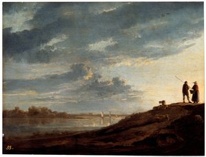 Auringonlasku joen yli, 1650-luku. tekijältä Aelbert Cuyp
