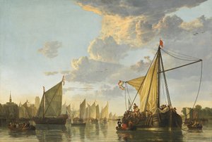 Maas Dordrechtissa, noin 1650 (öljy kankaalle). tekijältä Aelbert Cuyp