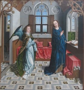 Saksan kieli: Verkündigung an Maria Annunciation of Virgin Mary.
