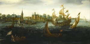 Ykseys ennen IJsselmondea, 1618 tekijältä Aert Anthonisz