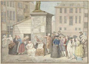 Aukio munkkien ja nunnien kanssa vallankumouksen aikana Belgiassa, 20. lokakuuta 1787 tekijältä Aert Schouman (signed by artist)