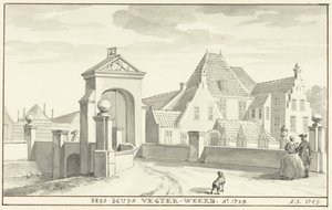 Hazathe Vechterweerd lähellä Zwollea vuonna 1729 Het HUYS VEGTER-WEERD Ao 1729 (otsikko esineessä)
