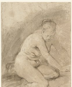 Polvistuva nainen alaston ojennettuina tekijältä Aert de Gelder (attributed to)