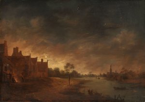Moonlightin jokinäkymä tekijältä Aert van der Neer (copy after)