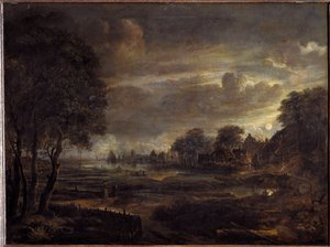 Maisema kuunvalossa (maalaus tekijältä Aert van der Neer