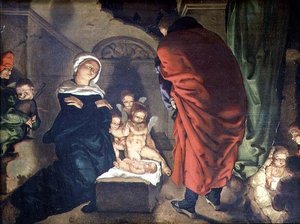 Syntymä (öljy kankaalle) tekijältä Aertgen Claesz van Leyden