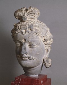 Bodhisattvan pää, kreikkalais-buddhalainen tyyli, Bunerista, 2. vuosisadalla (liuske) tekijältä Afghan School