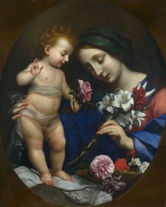 Neitsyt ja lapsi kukkien kanssa tekijältä after Carlo Dolci
