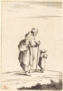 Kerjäläinen nainen ja lapsi tekijältä After Jacques Callot