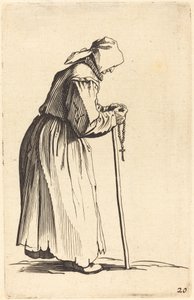 Kerjäläinen nainen ruusukon kanssa tekijältä After Jacques Callot