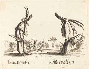 Guatsetto ja Mestolino tekijältä After Jacques Callot
