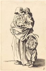 Äiti ja kolme lasta tekijältä After Jacques Callot