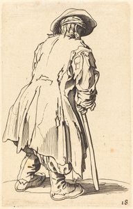 Vanha kerjäläinen yhdellä kainalosauvalla tekijältä After Jacques Callot