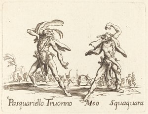 Pasquariello Truonno ja Meo Squaquara tekijältä After Jacques Callot