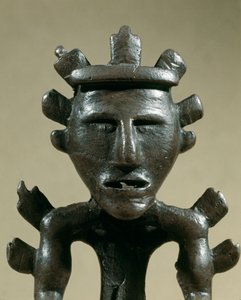 Esihistoria: Galicin Tresorin (Kostroma, Venäjä) pronssinen soturihahmo. 1500 eaa. Pronssikausi. Moskova, valtion historiallinen museo