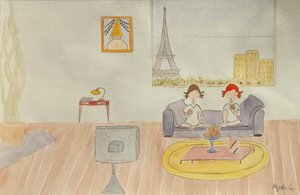 The Voyage, sala de estar, 2015, aquarela sobre paperfinnish tekijältä Agnes Girardon