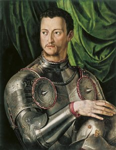 Toscanan suurherttua Cosimo I de Medicin muotokuva 1519-1574 haarniskassa tekijältä Agnolo Bronzino