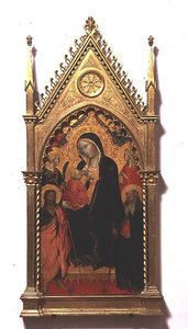 Madonna del Latte pyhimysten kanssa (tempera paneelille) tekijältä Agnolo Gaddi