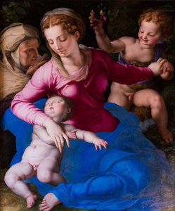 Madonna ja nukkuva lapsi, Saint Elizabeth ja Saint Giovannino tekijältä Agnolo Bronzino