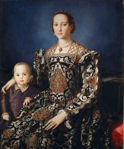 Muotokuva Eleonora da Toledosta poikansa Giovannin kanssa - Öljy kankaalle tekijältä Agnolo Bronzino